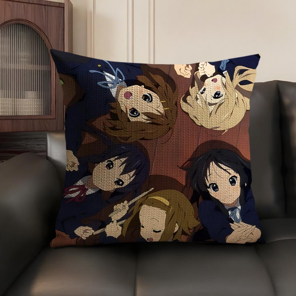 Anime KKON ON Cute Cushion Cover Natural Linen Organic Fabric DoubleSided Printing Sofa Home Decor Gift Pillow Case