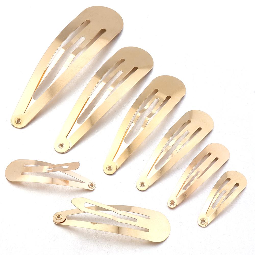 50pcs Thick Metal Hair Clips Water Drop Shaped Hairpins BB Hairclips Snap Barrettes For DIY Headwear Jewelry Making Accessories