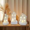 Ceramic Christmas Home Decorations Lighted Christmas House Figurine with Light Xmas Crafts Creative LED Hollow House