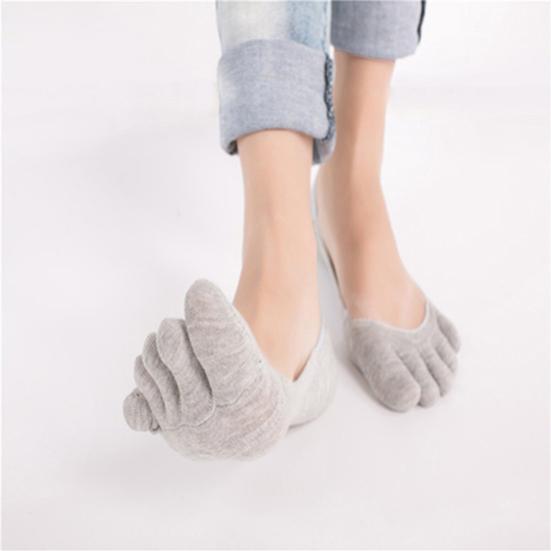 Women Ankle Invisible Non Slip Cotton Silicone Hosiery Five Finger Toe Socks