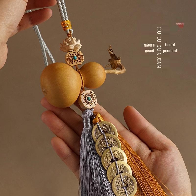 Decor cu monede de buxus pentru intrare auspicioasă: Calabază Naturală & Cinci Monede Imperiale pentru Dormitor & Camera de Zi