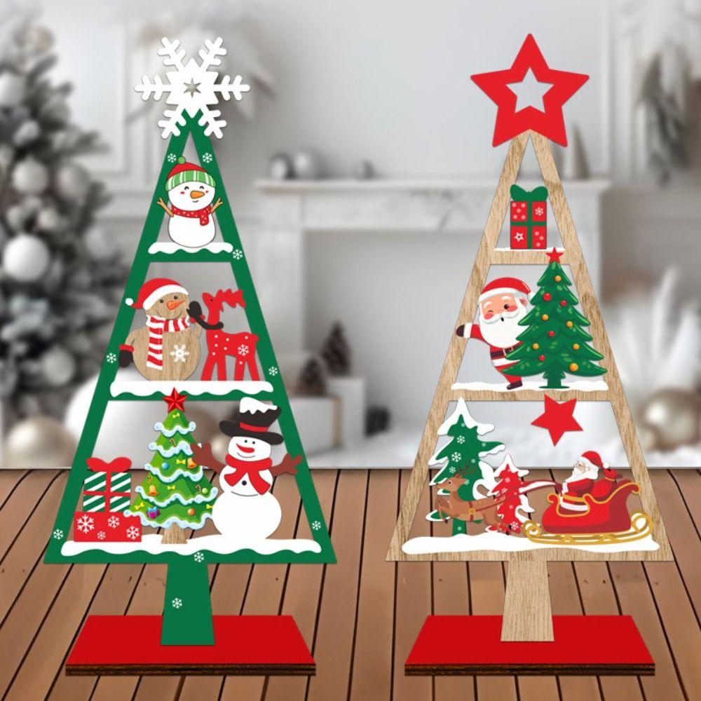 Santa Claus Desktop Decoration Wooden Tabletop Sign Exquisite Christmas Signs Plaque  Home Decor