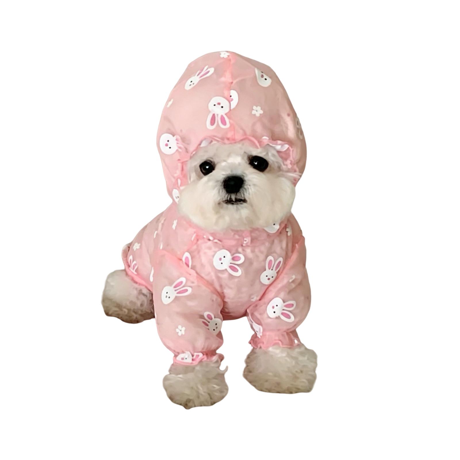 Summer Thin Pet Mesh Jumpsuit Anti Mosquito Breathable Mesh Dog Jumpsuit with Cute Bunny Print with Hood for Small Puppy