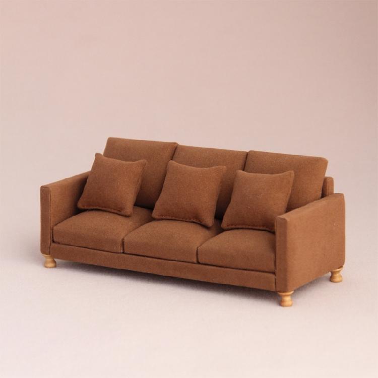 Realistic Sofa Model Figure with Three Seats Design Miniature Furniture for 1/12 Scale Doll House Scene Landscape Props