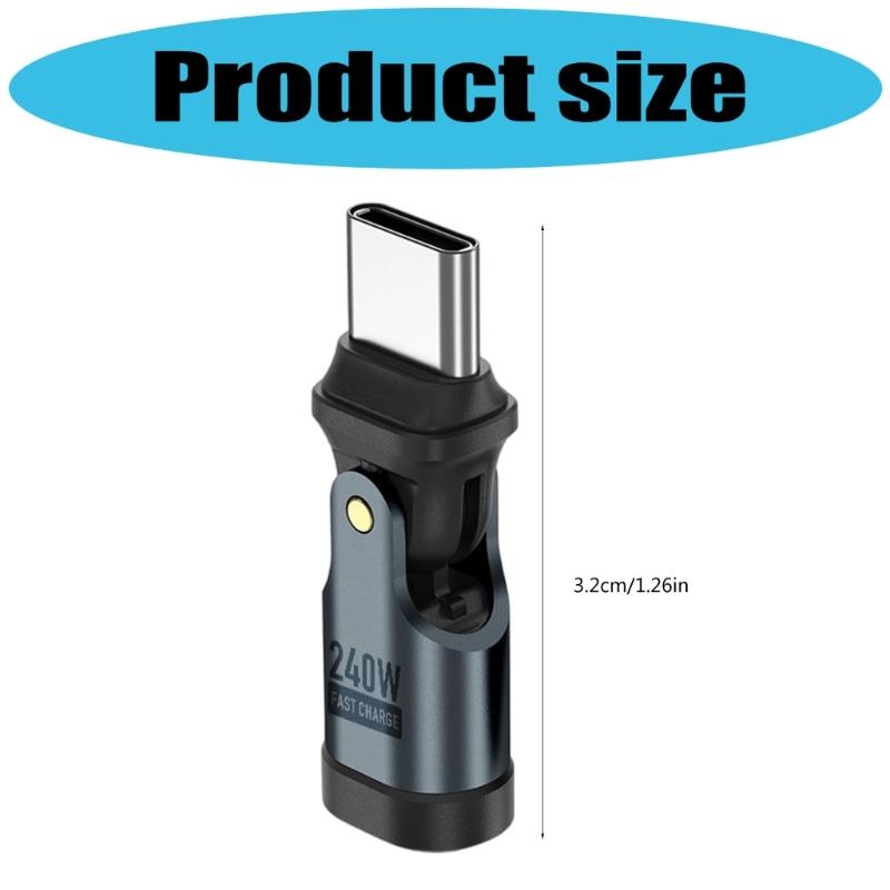 Προσαρμογέας USB C σε C 180° Περιστρεφόμενος PD 240W Γρήγορη Φόρτιση 480Mbps Συμβατός για Τηλέφωνο, Φορητό Υπολογιστή, Tablet Γρήγορη Τροφοδοσία Συσκευών