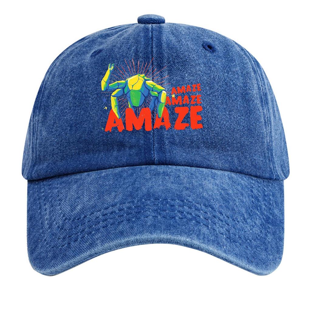 Washed Cotton Baseball Cap With Printed Distressed Soft Top Denim Hat For Men, European And American Retro Hat