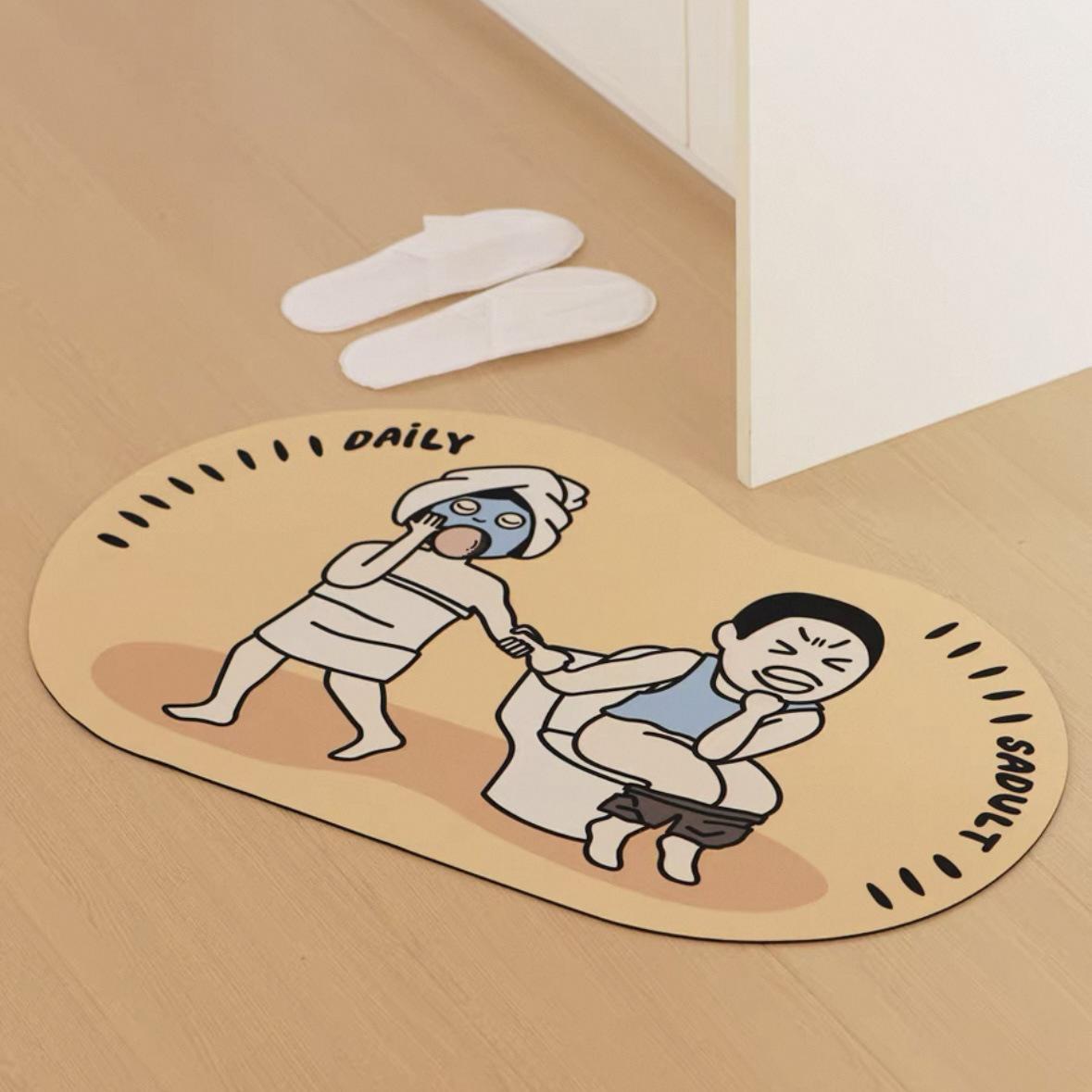 Quick-Drying Non-Slip Diatom Mud Bathroom Mat: Absorbent Cartoon Design for Toilet and Floor 30x40CM