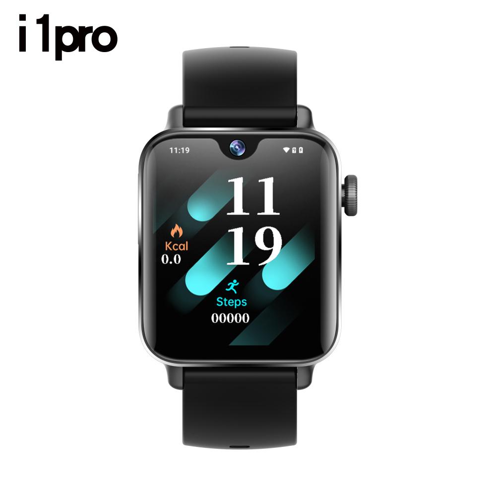 

1,78-дюймовые 4g женские умные часы с GPS, Wi-Fi, камерой, пульсометром, тестом на артериальное давление, водонепроницаемые спортивные мужские видеочаты умные часы i1pro black-RAM 2GB ROM 16GB