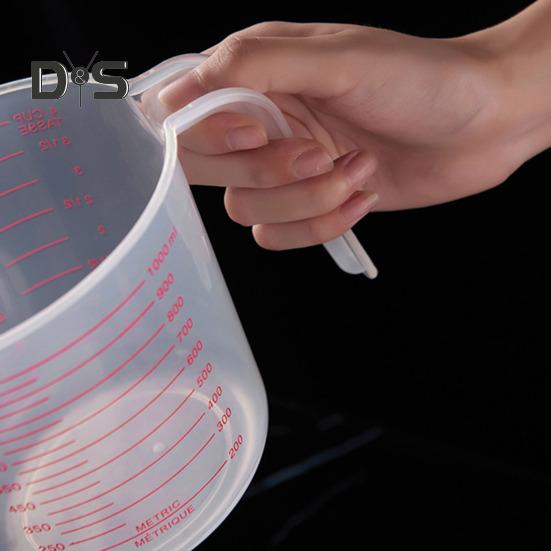 3 szt. 1000 ml 450 ml 250 ml Miarki Przezroczyste Plastikowe Miarki z Uchwytami do Płynów Mąki Proszku Niezbędne Kuchenne do Pieczenia Gotowania Mieszania