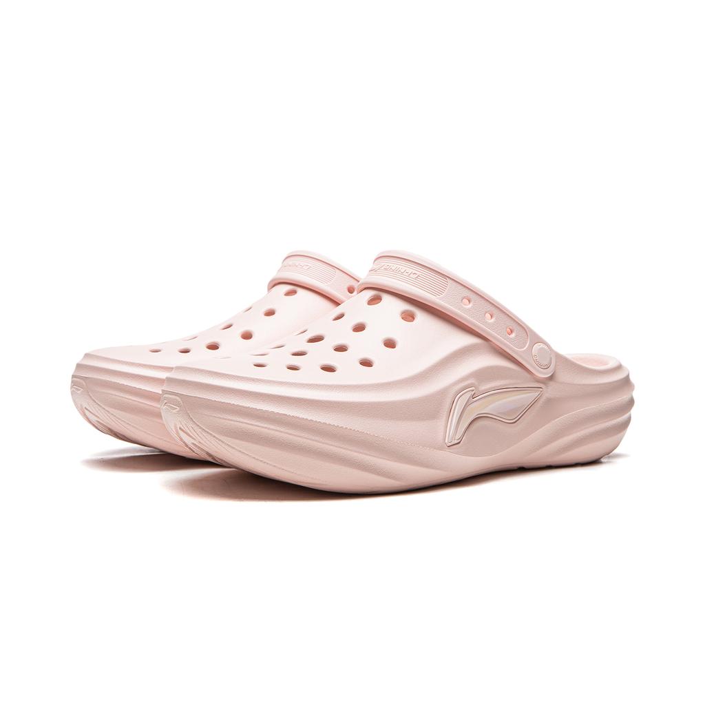 Li Ning Soda Simple Versatile Comfortable Breathable Shock Absorption Rebound Soft Lightweight Hole Shoes Unisex Shoes Peach-Blossom-Pink AGUW005-25