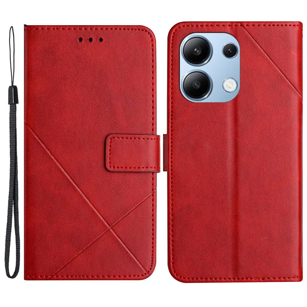 For Xiaomi Redmi Note 13 4G Case Leather Wallet Line Pattern Phone Cover