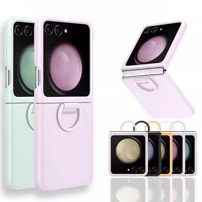 Anillo de Color Caramelo de Lujo Hebilla de Dedo de Silicona Funda Dura Para Samsung Z Flip 7 FE 6 5 Cubierta de Piel Mate Degradada a Prueba de Golpes