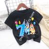 Bluey Baby Birthday T Shirt for Boys Girl Bingo Number Kids Clothes Summer Cartoon Letter Tees Shirts Toddler Short Sleeve Tops