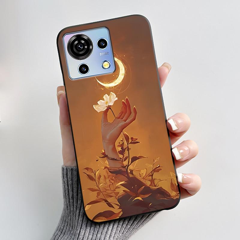 For ZTE Blade V50 Vita Case Black TPU Silicone Luxury Cute Cool Flower Phone Cases for Blade V 50 Vita V50Vita Bumper Soft Cover
