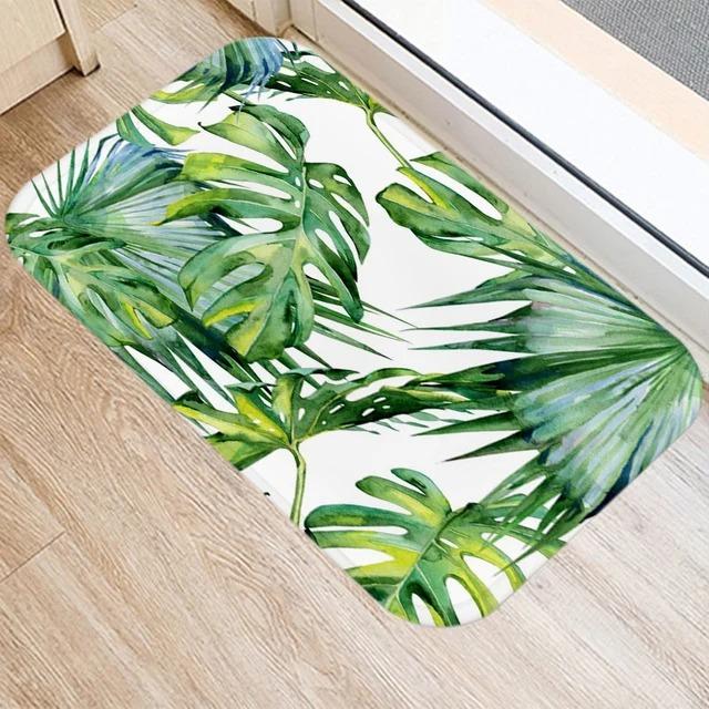 Tropical Plants Leaf Mat Kitchen Rugs Anti-slip Home Hallway Bedroom Entrance Carpets Washable Bathroom Porch Decorative Doormat
