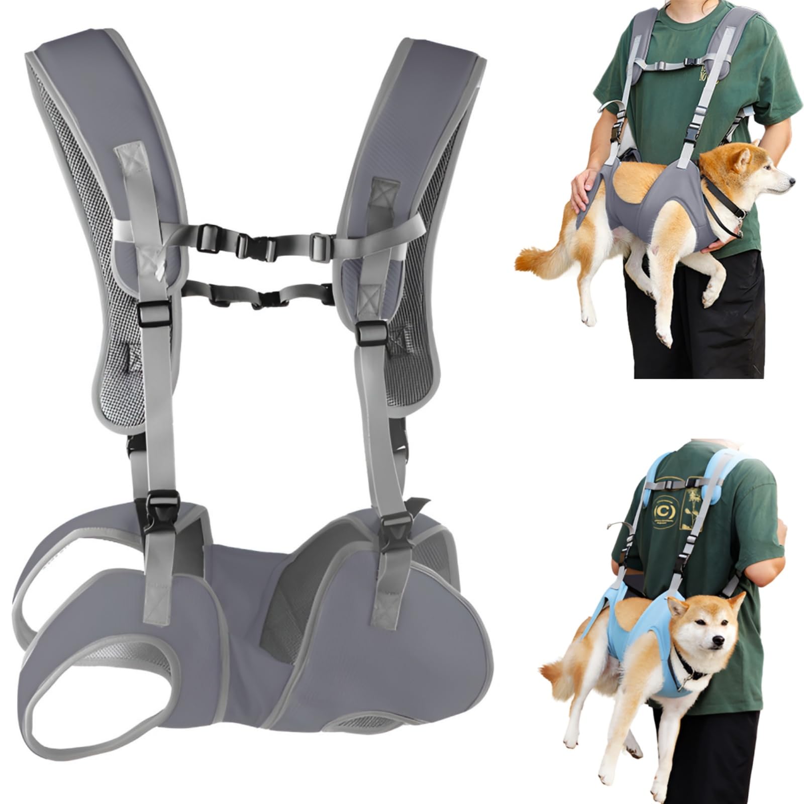 

Поддерживающая шлейка для собак, поддержка тела с меньшей помощью при ходьбе для пожилых, уход, толстая ручка для маленьких и средних, легко надевать и снимать, поддерживающая стропа для питомца серый