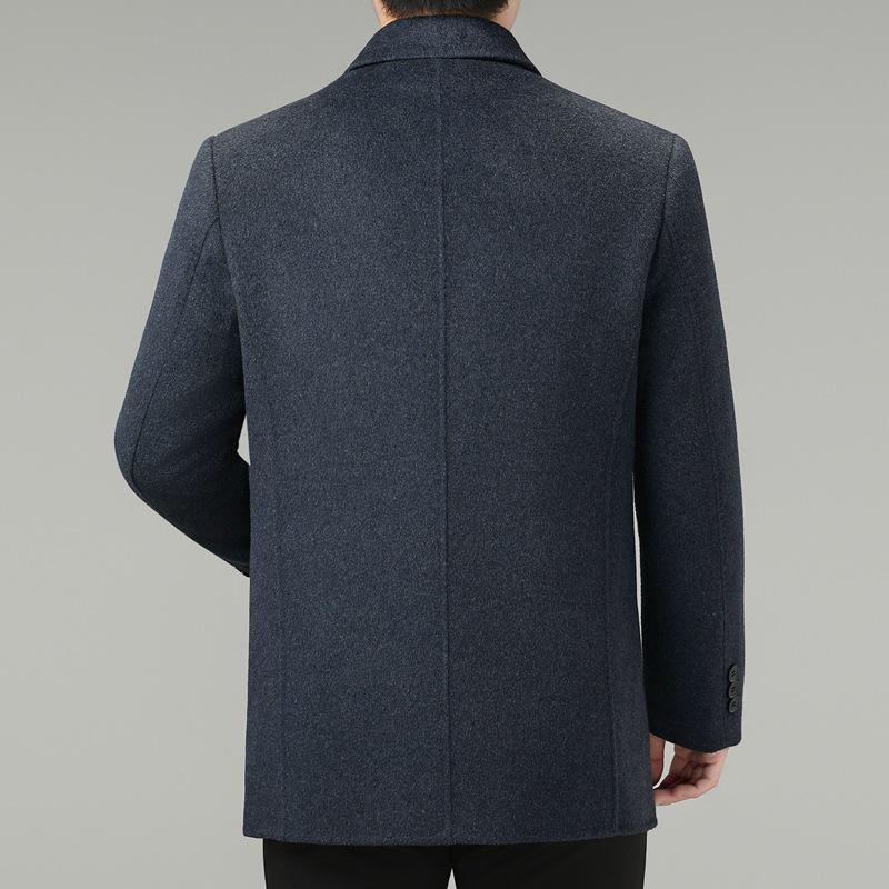 Brand Men's Double-Sided Cashmere Winter Coat, Mid-Length, Business Casual with Detachable Lapel