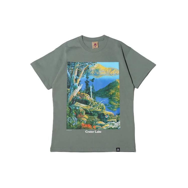 Nike ACG T Shirts Men s Green Crew Neck Moderate Straight Fit DA4878-365 XS
