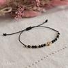 Lucky bracelet, protective, black tourmaline, clover, adjustable