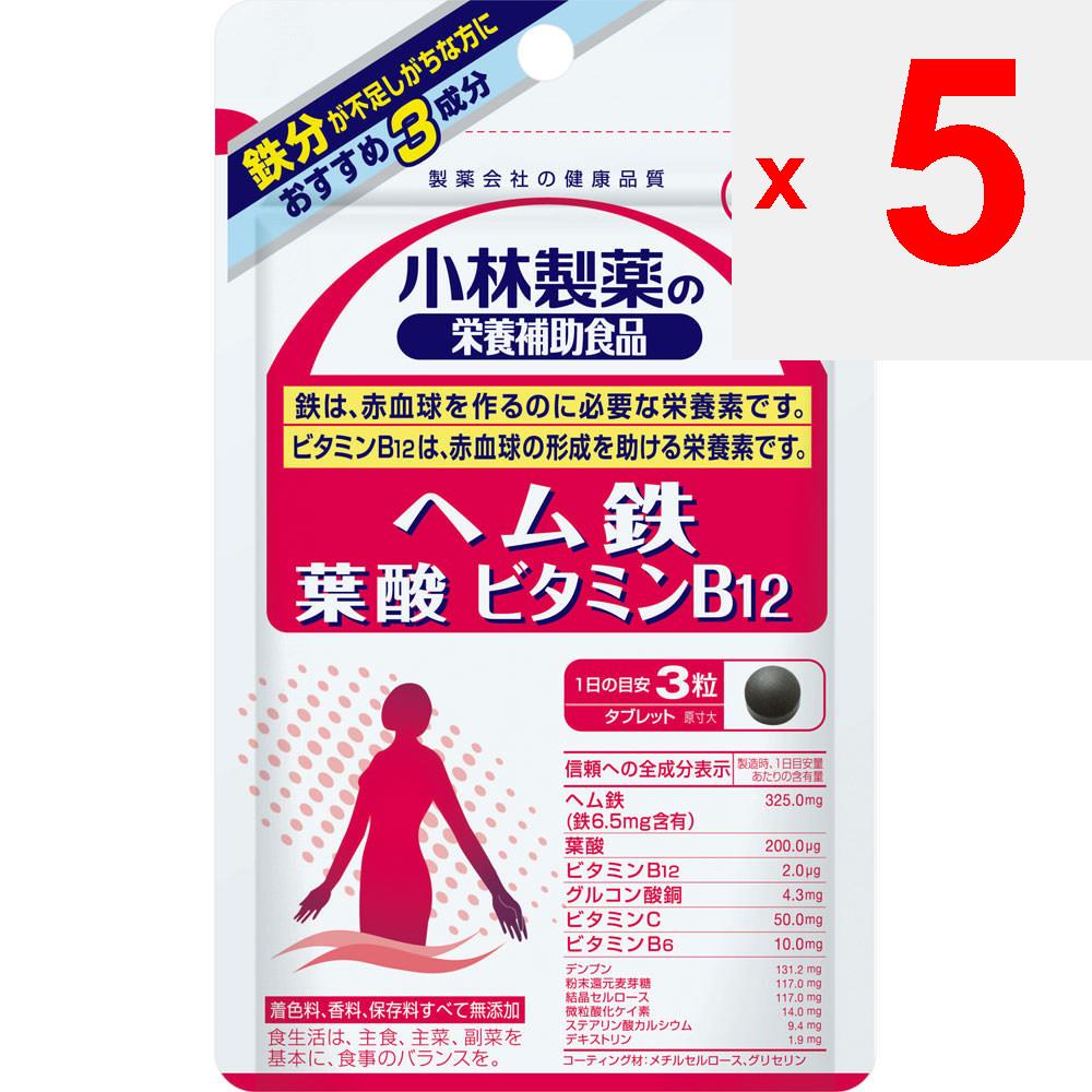 KOBAYASHI Pharmaceutical Kobayashi Pharmaceutical Nutritional Supplements Nutritional Supplement Hem Iron Folic Acid Vitamin B12 90 Capsules Iron Prep