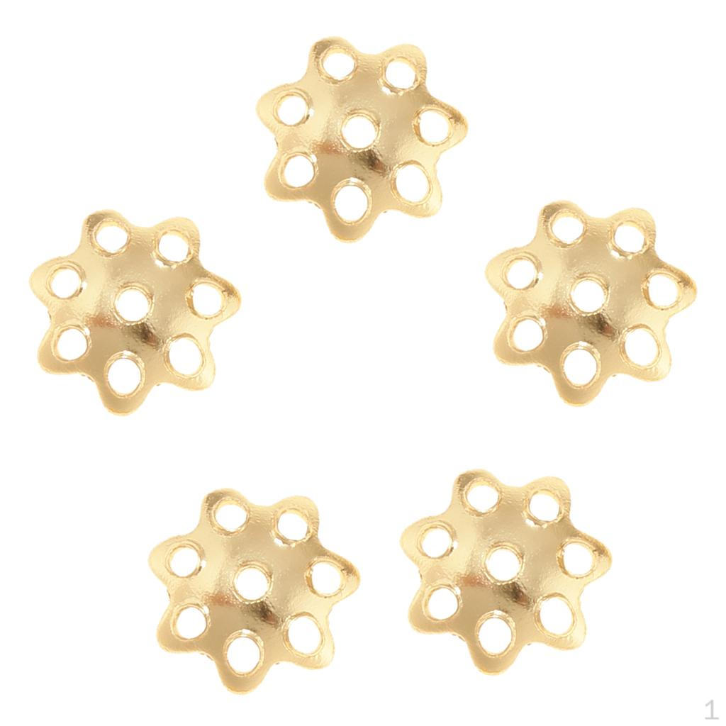 

5 Pieces 65 Sterling Loose Beads End Cap Findings Crafts Jewelry Bracelet Necklace Accessories Yellow