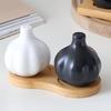 Multi-functional Ceramic Garlic Shape Spice Jars Japanese Style Decorative Spice Container Funny Dust-proof Seasoning Jar Table