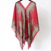 Breathable Sunscreen Thin Large Scarf with Buckle Seaside Vacation Cloak  Neck Decoration