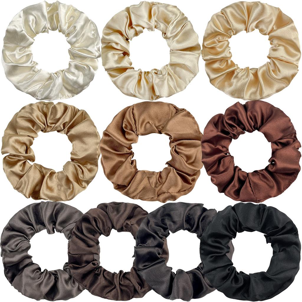 Seidensatin Scrunchies Damen Einfarbig Haargummi Elegant Pferdeschwanzhalter Gummiband Elastisches Haarband Haaraccessoires