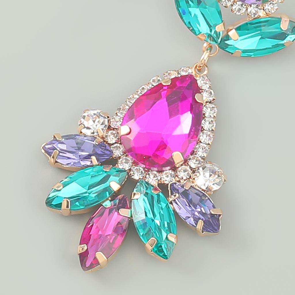 Summer New Metal Glass Rhinestone Geometric Dangle Earrings Holiday Party Trend Statement Earrings Pauli Manfi Women's Earrings