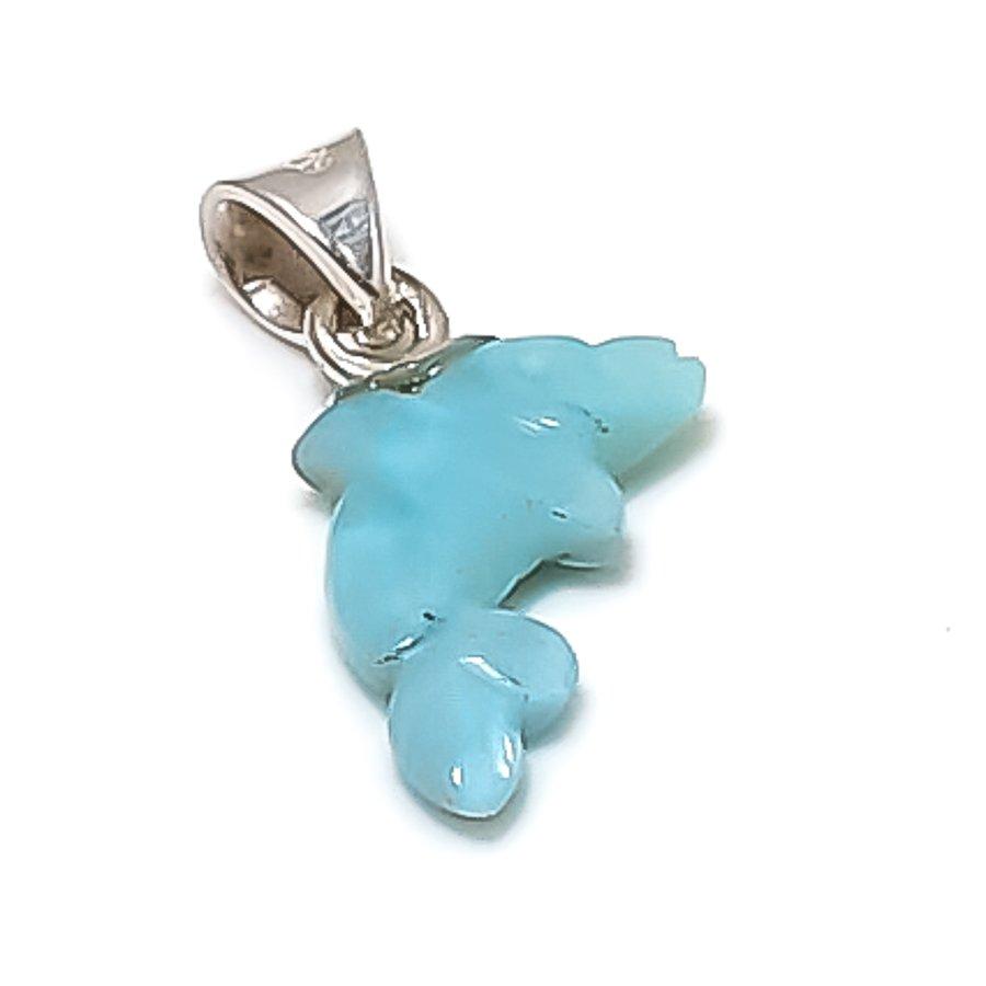 

Natural Larimar Gemstone Handmade 925 Sterling Silver Jewelry Pendant 0.67 d4a47