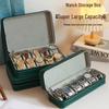 High-End Leather Watch Storage Box with Zipper - Dustproof Velvet Interior for Mechanical Wristwatch Display