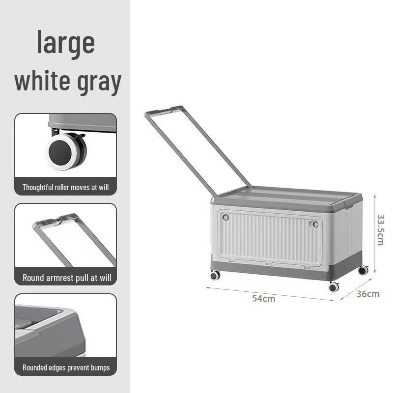 Rollbare Faltbare Aufbewahrungsbox mit Zugstange - Staubdichter Seitlich zu Öffnender Organizer für Studentenwohnheime