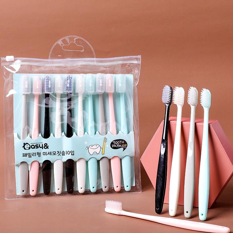 10ks/sada Přírodní měkký kožešinový zubní kartáček Měkké štětiny Bělení zubů Macaron zubní kartáčky Zubní péče s ochranným krytem