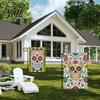 Sugar Skull Yard Ornaments Day of The Dead Garden Flag, 12x18 Inch Floral Decorative Weather Resistant Patio Banners Mexican Gothic Skeleton