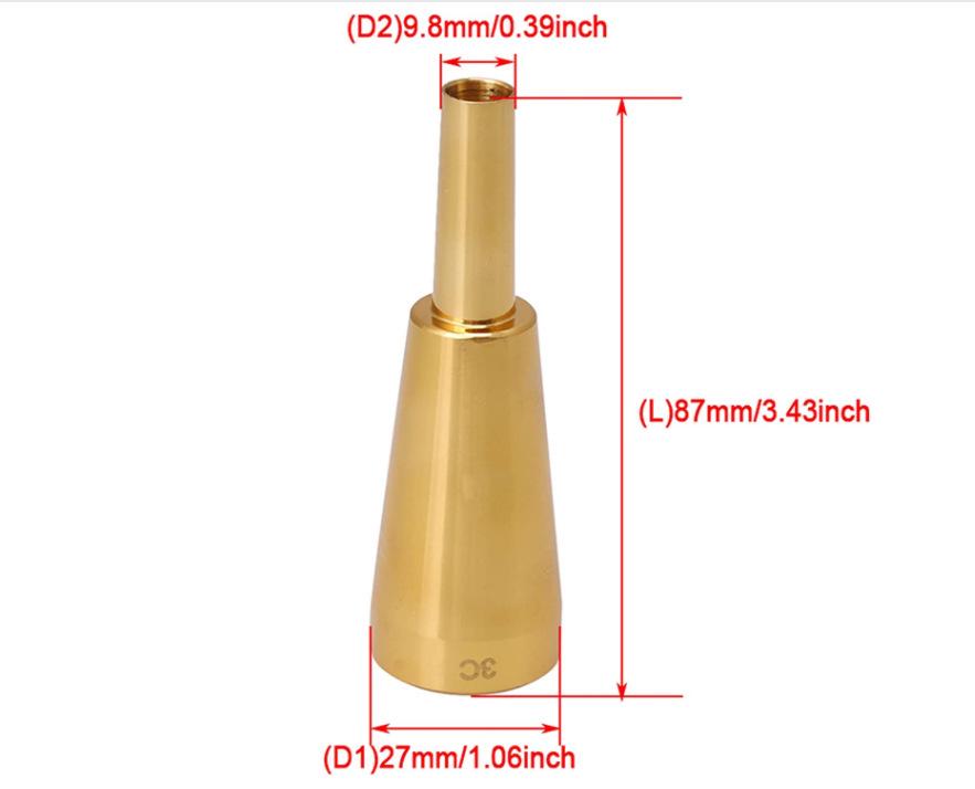 American Style Small Bullet Tip 3C Mouthpiece in Silver Gold