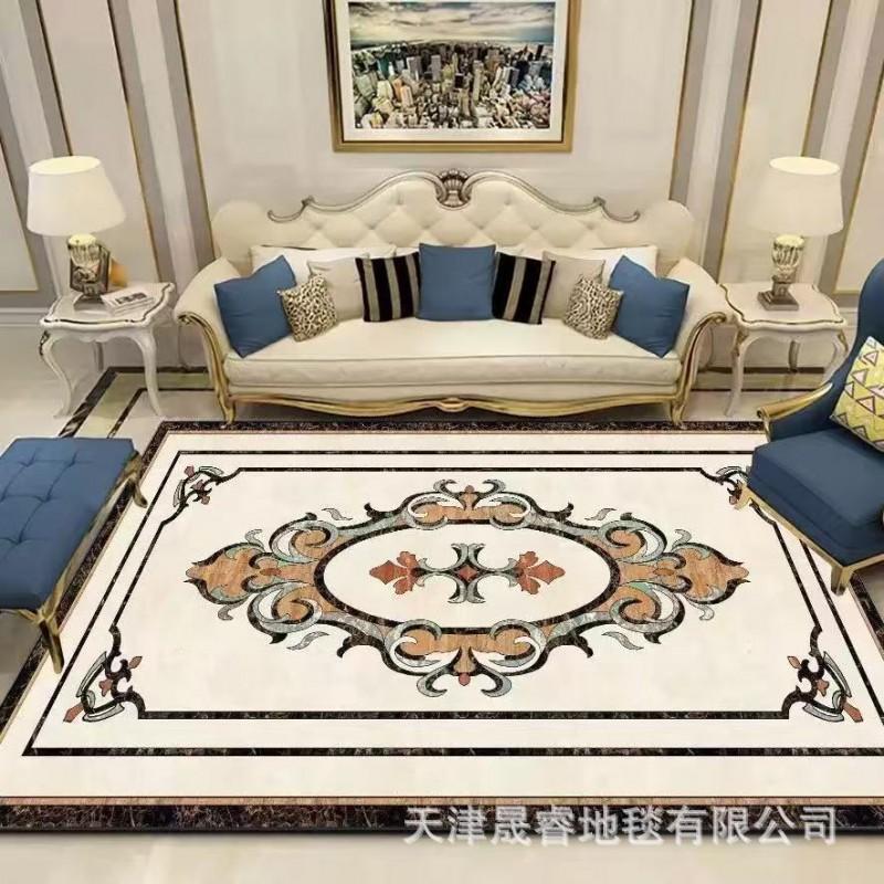 Modern Marble Print Area Rug Living Room Sofa Coffee Table Decorative Floor Mat Crystal Velvet Non-Slip Durable Washable