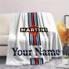 1PC Custom Name Martini Racing Patterned Flannel Blanket Suitable For All Seasons for Home Decor Warmth and Comfort Gifts Holiday Present -HE79