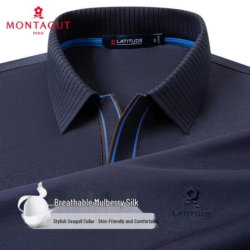 MONTAGUT Men s Cooling Silk Blend Polo Shirt with Seagull Collar 46