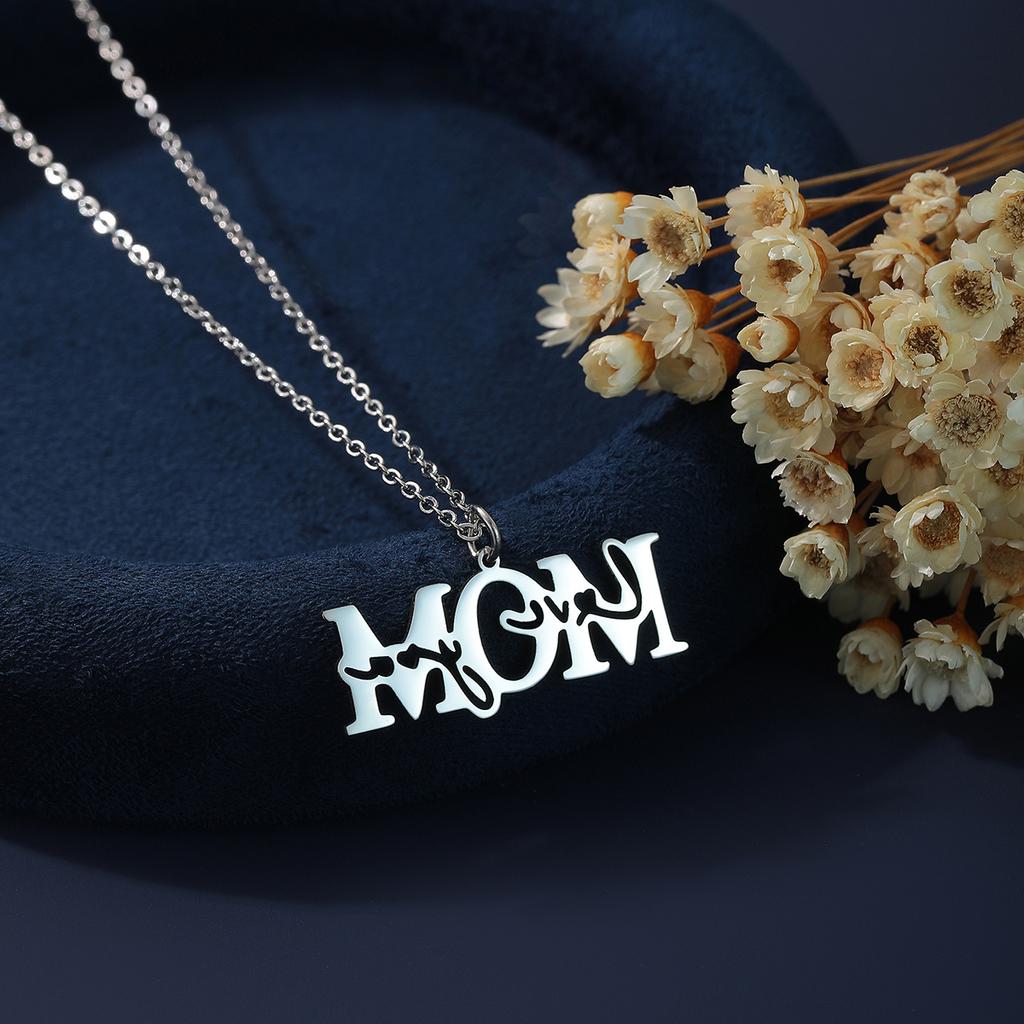 Mama Letter Pendant Necklace For Women Mom Mother's Day Clavicle Chain Choker Stainless Steel Jewelry Minimal Gift