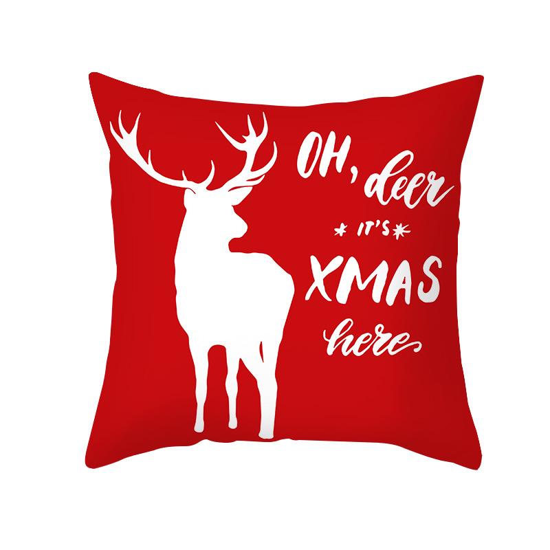Plaid Christmas Pillow Cover Letter Christmas Tree Sofa Cushion Cover Peach Skin Cushion Home