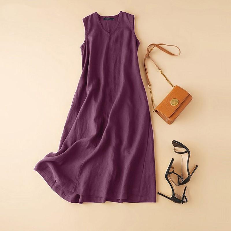 

Женское летнее платье без рукавов с V-образным вырезом, однотонное, свободное, повседневное, винтажное, для вечеринки XXS