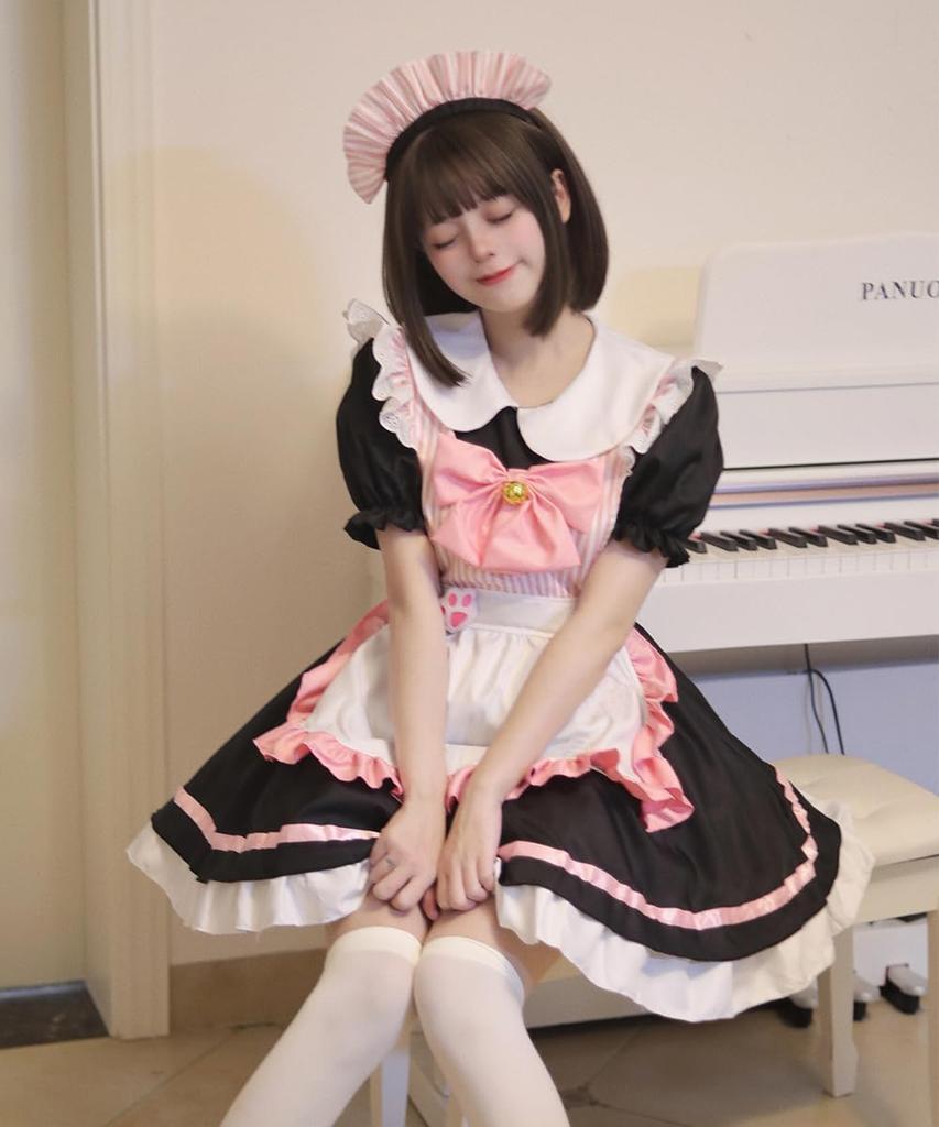 AOTYP Maid Maid Con Cafe Cat Cat Cute Short Halloween Little Sister Maid Large Complete School Photo Otaku Size 4XL Costume, Cosplay, Maid, Claws,