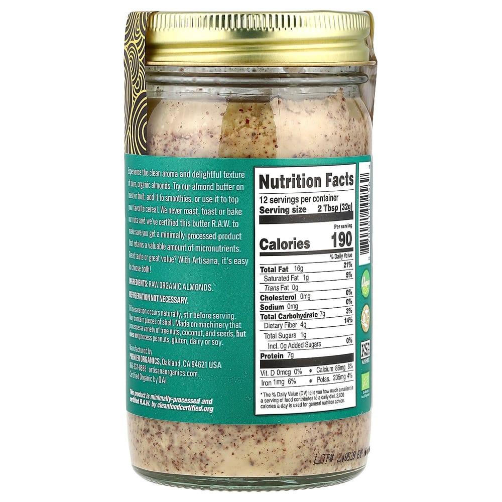 Artisana Raw Almond Butter 14 oz (397 g)