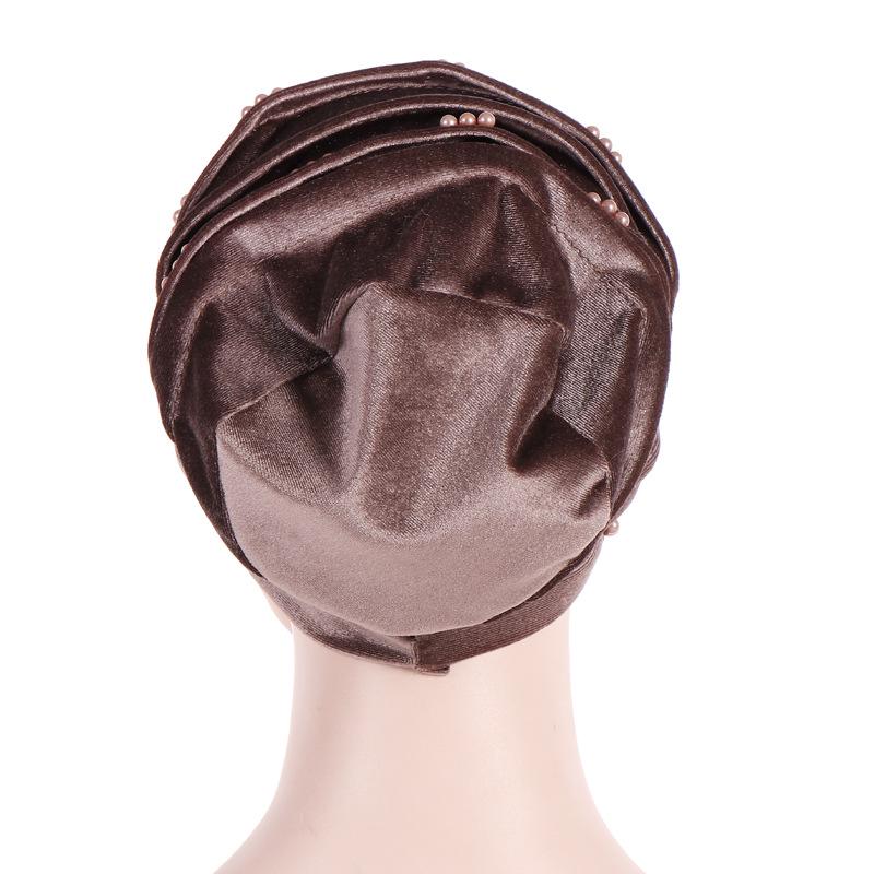Velvet Pearl Turban Headwear: Foldable Stacked Scarf Hat (2018)