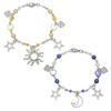 1 Pair Friendship Bracelet Beaded Bracelet Moon Sun Jewelry Alloy Texture Adjustable Beaded Bracelet for Daily and Party