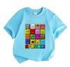 Kids Boys Girls 100% Cotton Short Sleeve O-Neck T-shirt Cute Sprunki Character Print Casual Soft Breathable Tee for Children Daily Wear Home School Gi