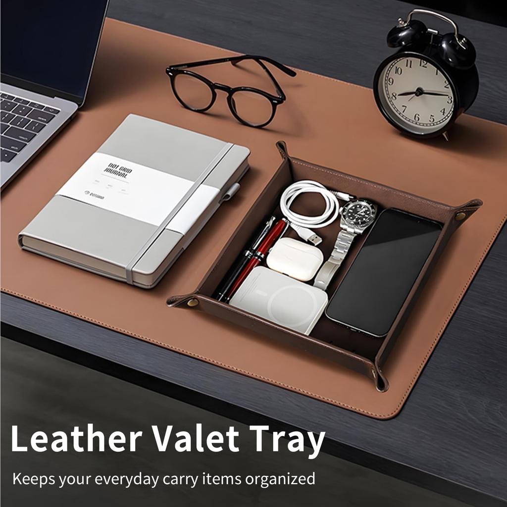 Creatieve Valet Tray van Echt Leer met Draadloos Opladen voor Telefoon Sleutel Munt Pen Bureau Opbergruimte Diverse Spullen Kist Doos Ornamenten