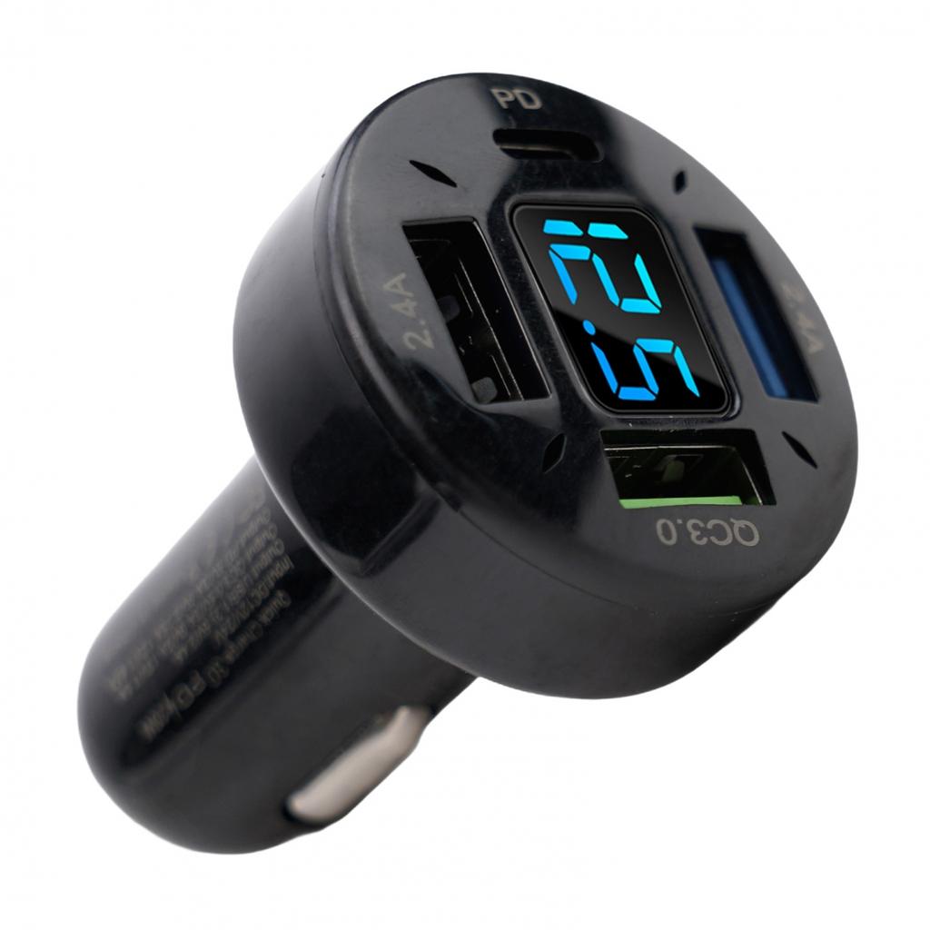 1X Car Charger Voltage Monitoring 12V/24V 4USB Aluminum Alloy+PC
