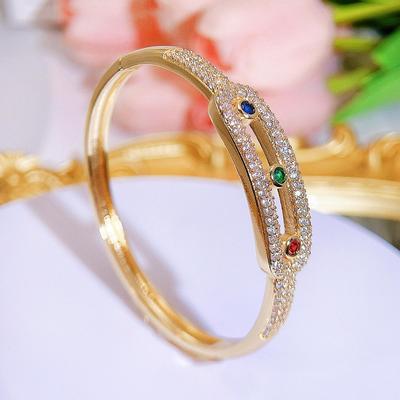 CMM Retro Damen Farbige CZ Zirkon Armbänder Armreifen Goldene frauen Mode Ethnischen Stil Alle-Spiel Schmuck Hand Zubehör