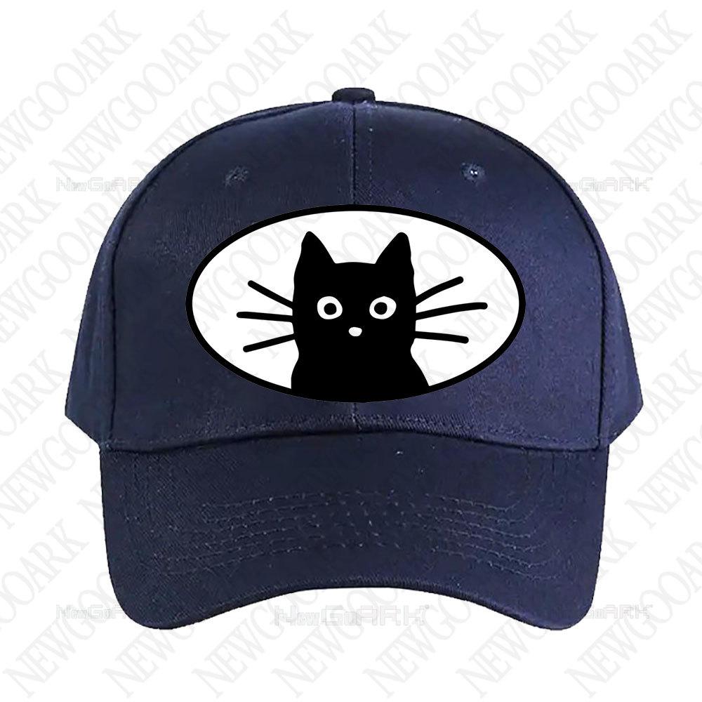 Black Cat Face Cap Women Unisex Peaked Hat Fashion Casual Adjustable Printed Baseball Caps Trucker Cap Adult Outdoors